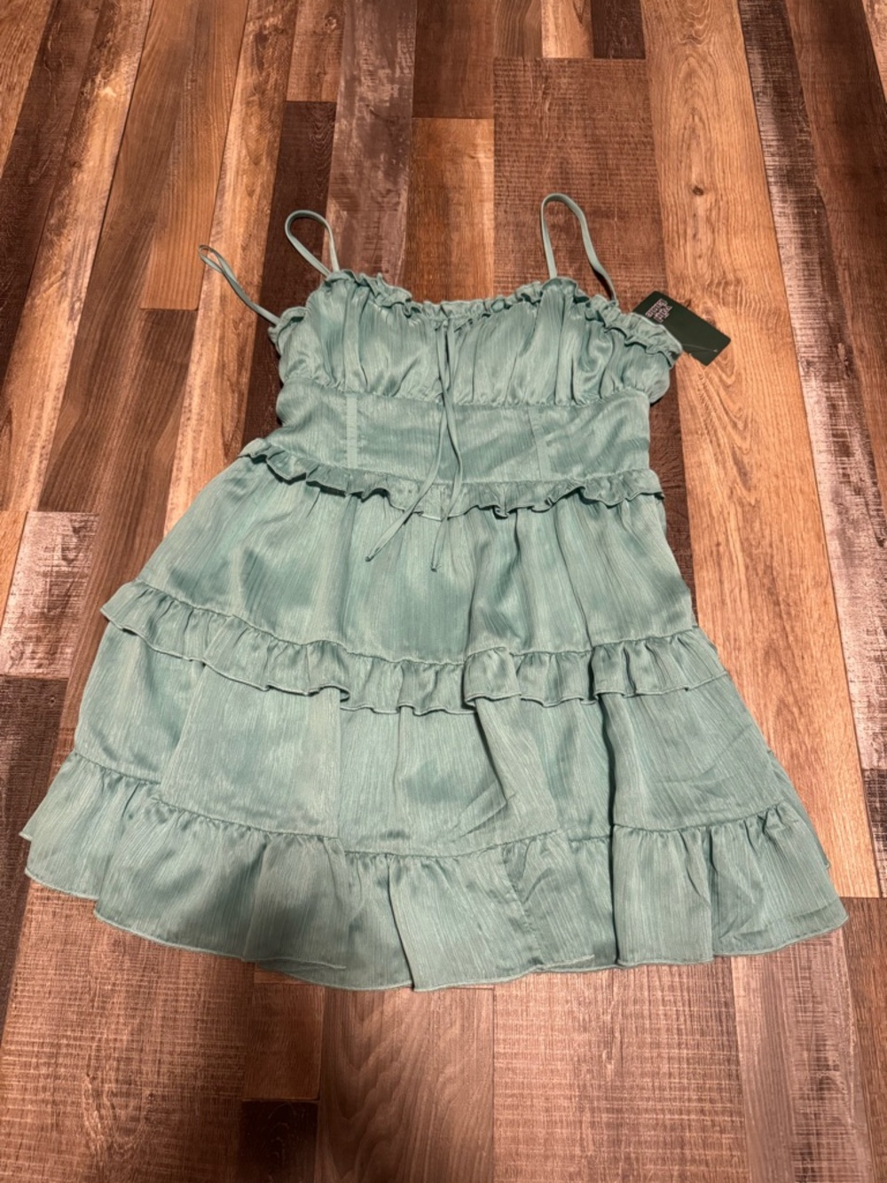 Wild Fable Tiered Ruffle Dress in Sage